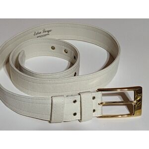 Vintage White Cloth Belt Gold Tone Buckle Made In Canada Women's‎ Extra Large